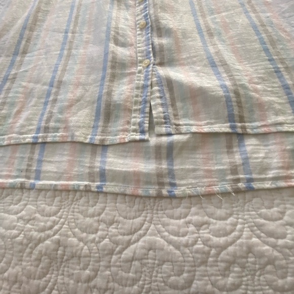 Per Se Linen Blend White with Pastel Stripes Casual Button Down Shirt Size L - Picture 8 of 12